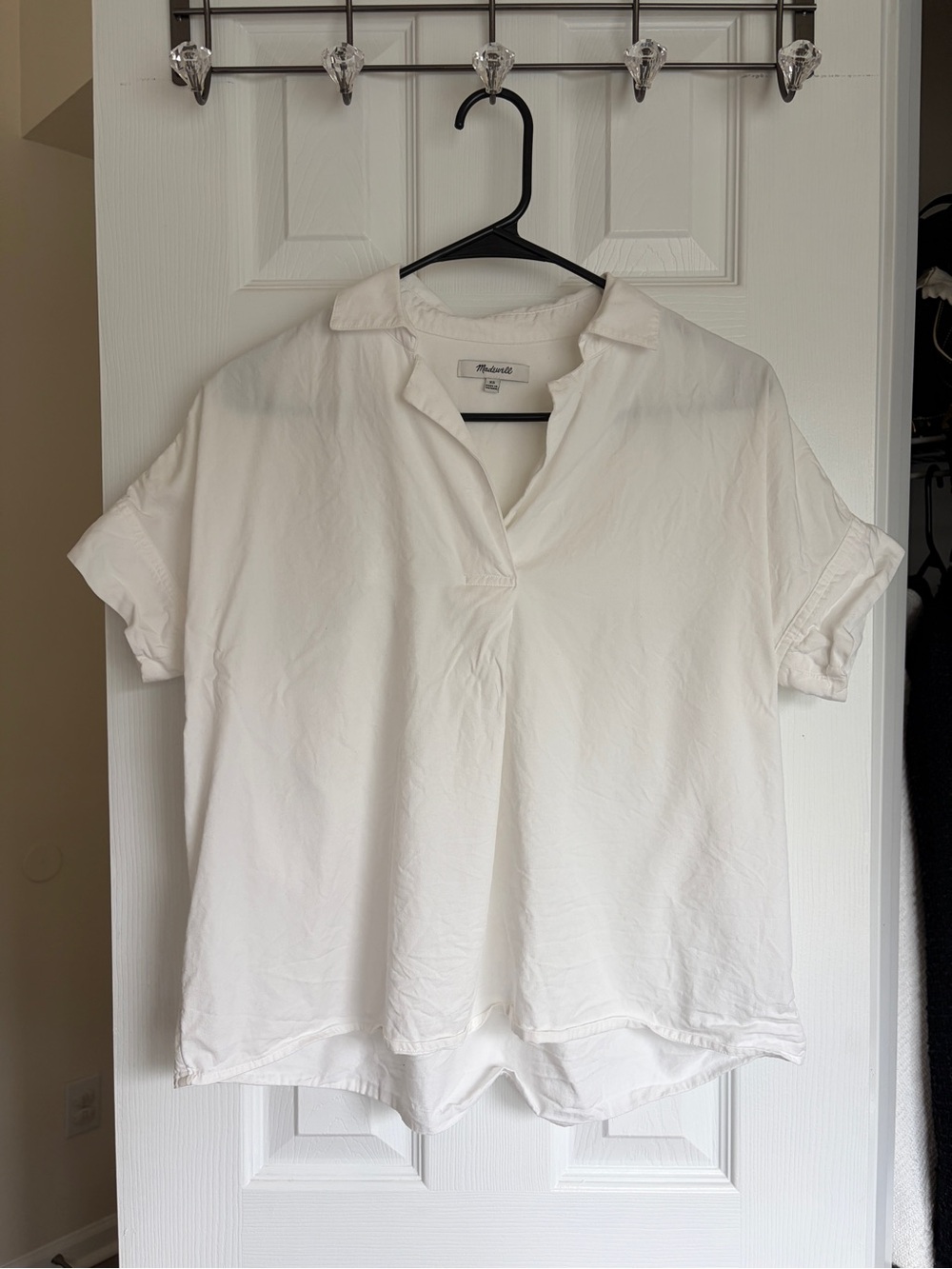 Madewell Model blend White cotton flowy blouse with collar XS
